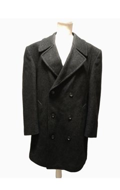 Charcoal wool double-breasted overcoat