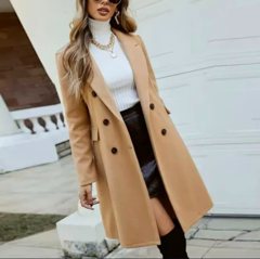Camel double-breasted long coat