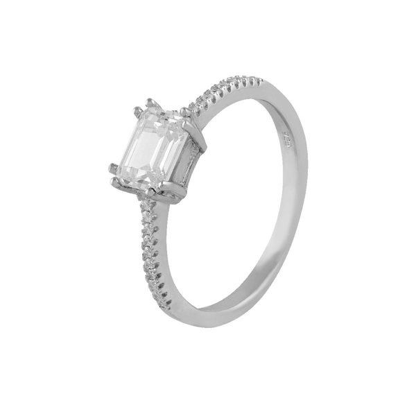 Anillo Itemporality Plata con circonita blanca rectangular