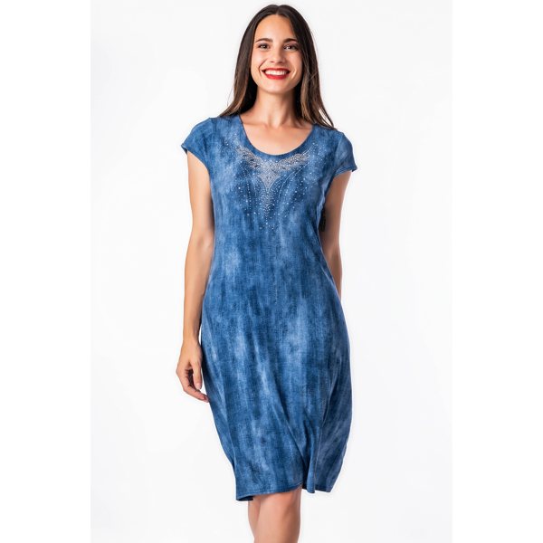 Vestido de Mujer Manga Corta con Pedrería Decorativa - Masquenada